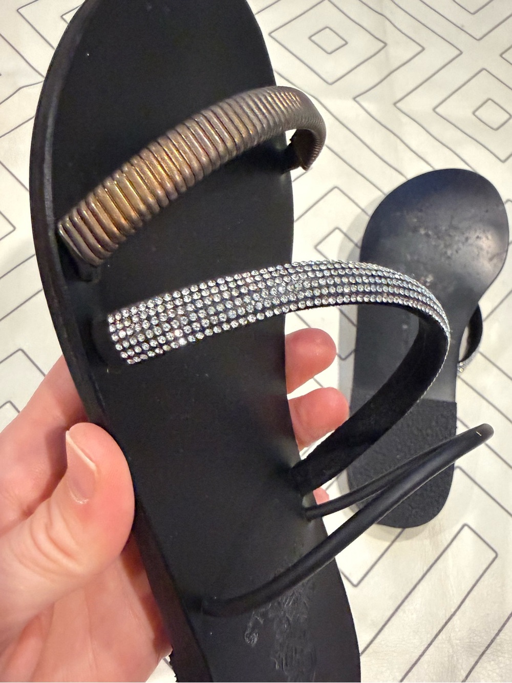 Ancient Greek Sandals Black with Detailed Triple Strap - Picture 11 of 11